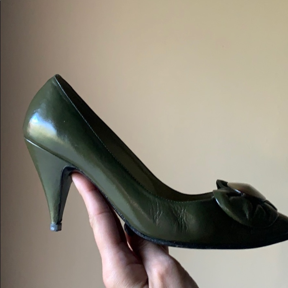 Vintage green kitten heel shoes - Picture 2 of 3